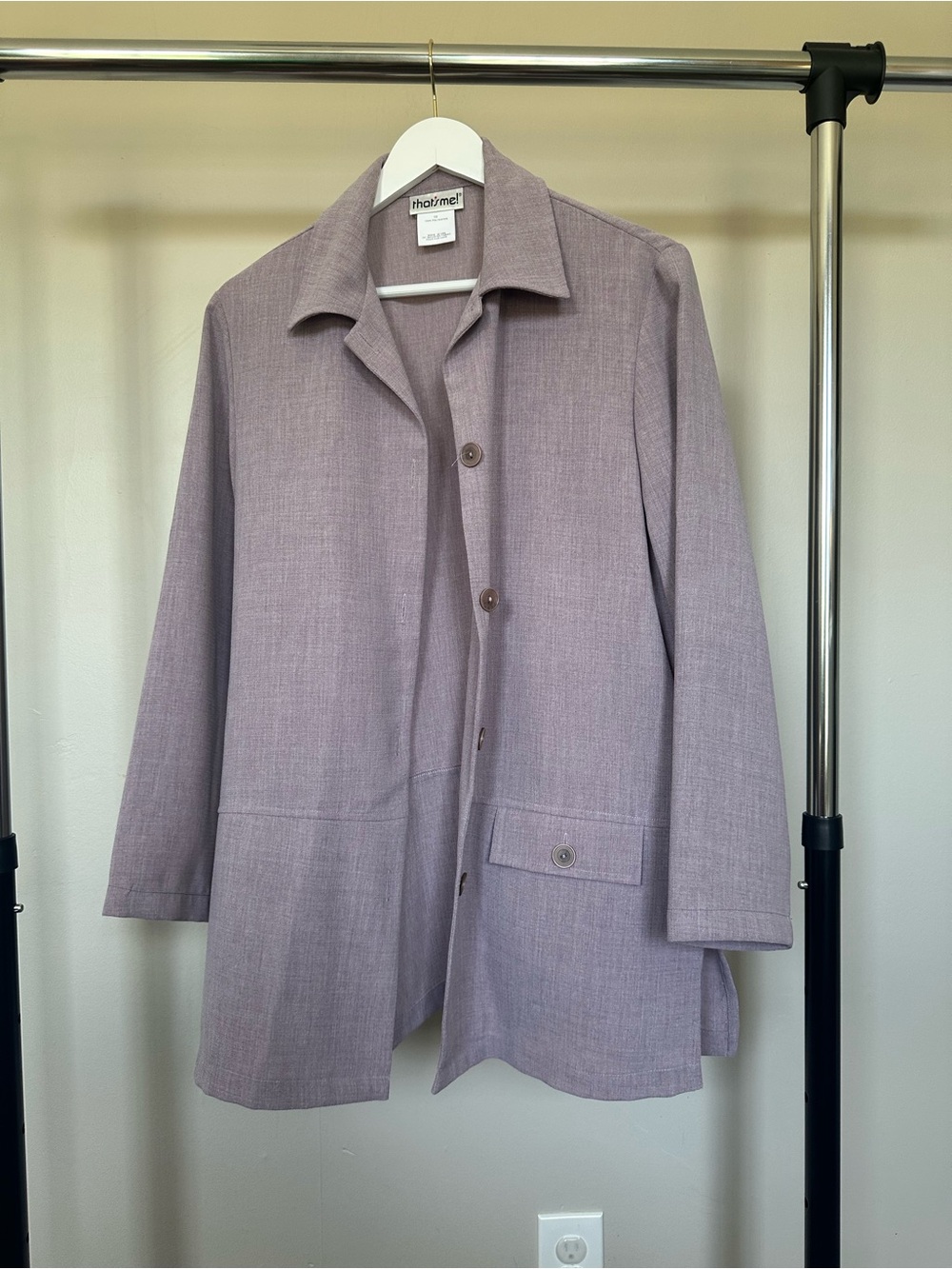 Vintage Lavender Button-Front Blazer Jacket